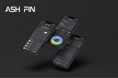 ASH FIN — SaaS Analytics Dashboard aesthova agency analytics dashboard dark mode ui data visualization financial app fintech ui interaction design mobile dashboard modern app design product design saas dashboard uiux design