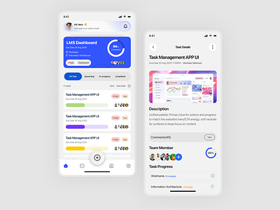 Task Management App app branding design graphic design illustration logo minimal mobileapp productivedesign productivityapp projectmanagement taskmanagement teamcollaboration ui uiuxdesign ux vector