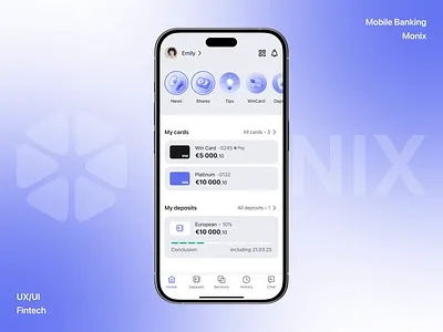 Mobile Banking App - Home & Card banking online branding card details clean design finance fintech illustration logo mobile mobile app mobile banking navigation responsive ui ux web