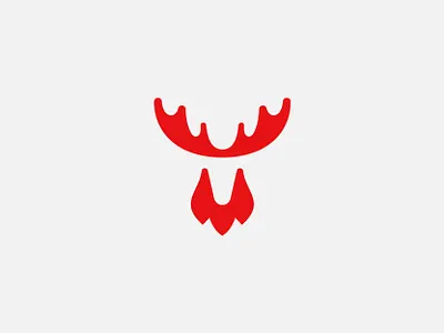 Red Moose animal antlers deer icon logo mark moose red symbol