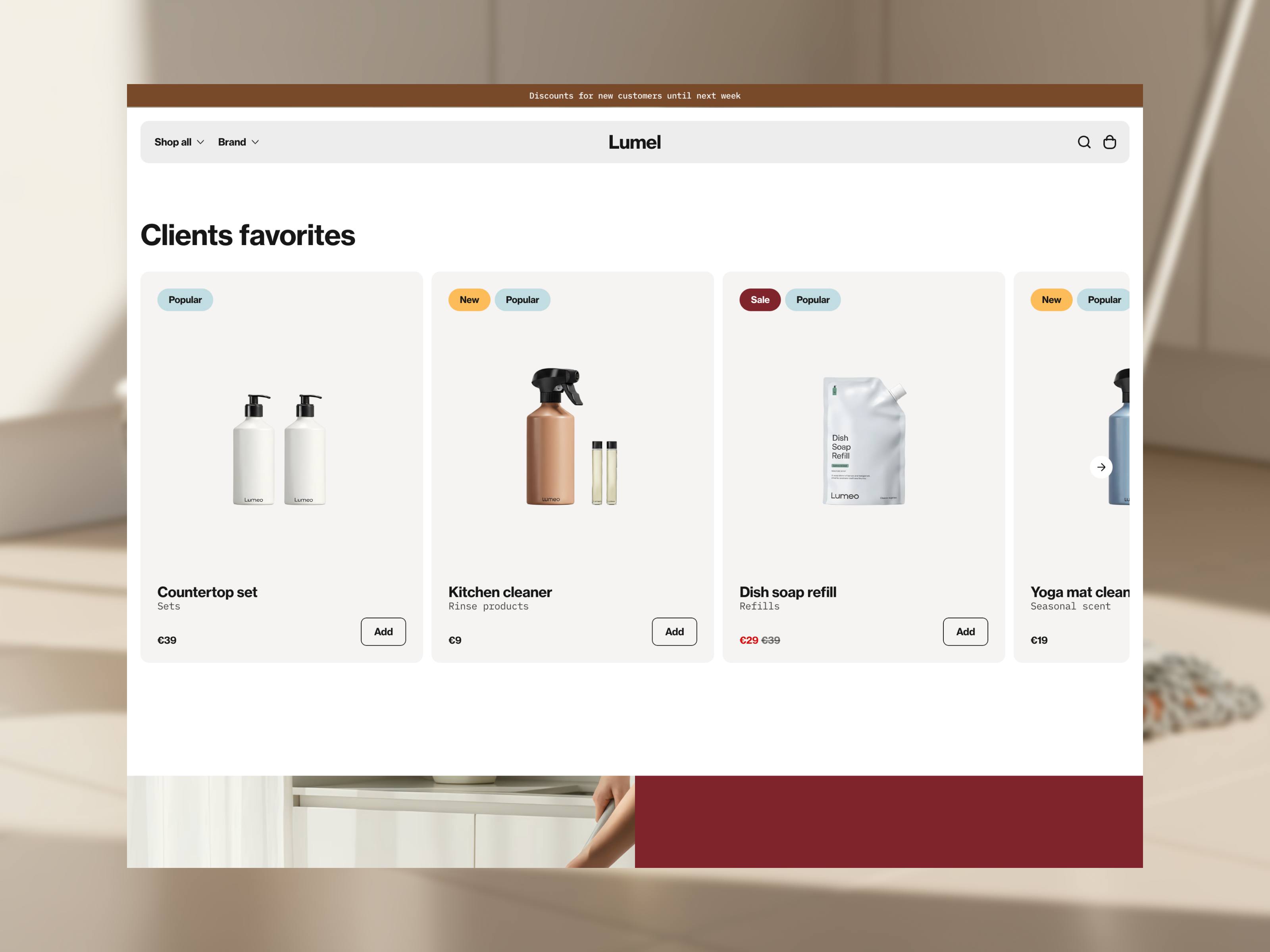 Homepage design on Lumel, new Framer eCommerce store branding conversion ecommerce framer gallery homepage minimalist modern performance product responsive retail shopify template trending ui ux webdesign