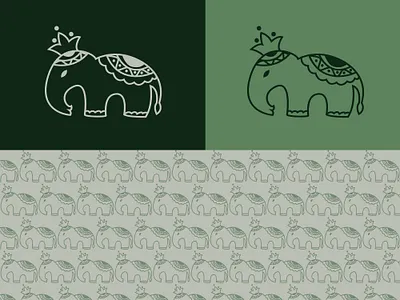 Elephant - Logo and Brand Pattern design animal brand branding brandlogo design elephant elephant logo graphic design hand drawn illustration king logo logodesign logoforsale pattern pattern design pet royal vector