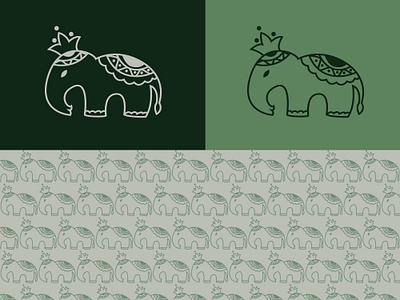 Elephant - Logo and Brand Pattern design animal brand branding brandlogo design elephant elephant logo graphic design hand drawn illustration king logo logodesign logoforsale pattern pattern design pet royal vector