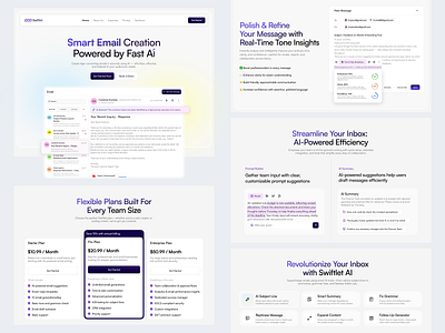 AI Email Writing Tool Swiftlet ai assistance ai email ai writing copy ai copy writing email landing page saas saas website web web design website