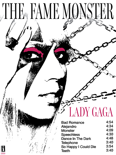 Lady Gaga Poster Design adobe adobe illustrator band poster black and white branding color fonts graphic design illustration music music poster poster typefaces vector design