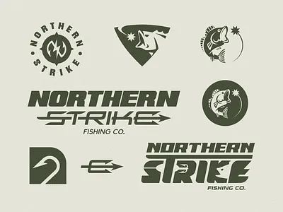 Northern Strike Fishing co. bold design fishing fishing logo graphic design lettering logo monogram simple design sport typography