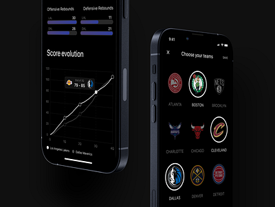 NBA app / Score evolution & Choose teams app design diagram mobile nba score sport teams ui