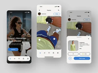 Simple, Content-first Shopping Experience appdesign athlete dailyui design ecommerce fitness minimal shopping social ui ux