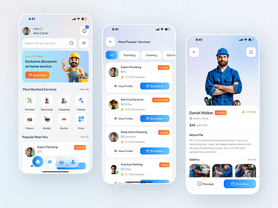 Home Services App – Smart Cleaning & Seamless Booking app app design car service cleaning services design home service home service app mobile mobile app mobile app design mobile ui on demand service repair repairing services service service app service app design ui