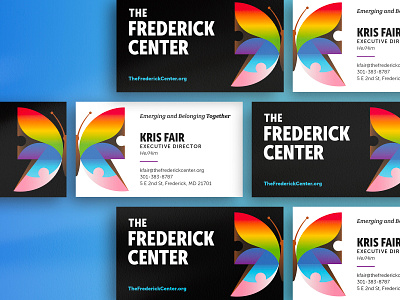 The Frederick Center belonging branding business butterfly card center community frederick gradient hope lgbtq logo pride queer rainbow stationary transformation transgender vibrant wings