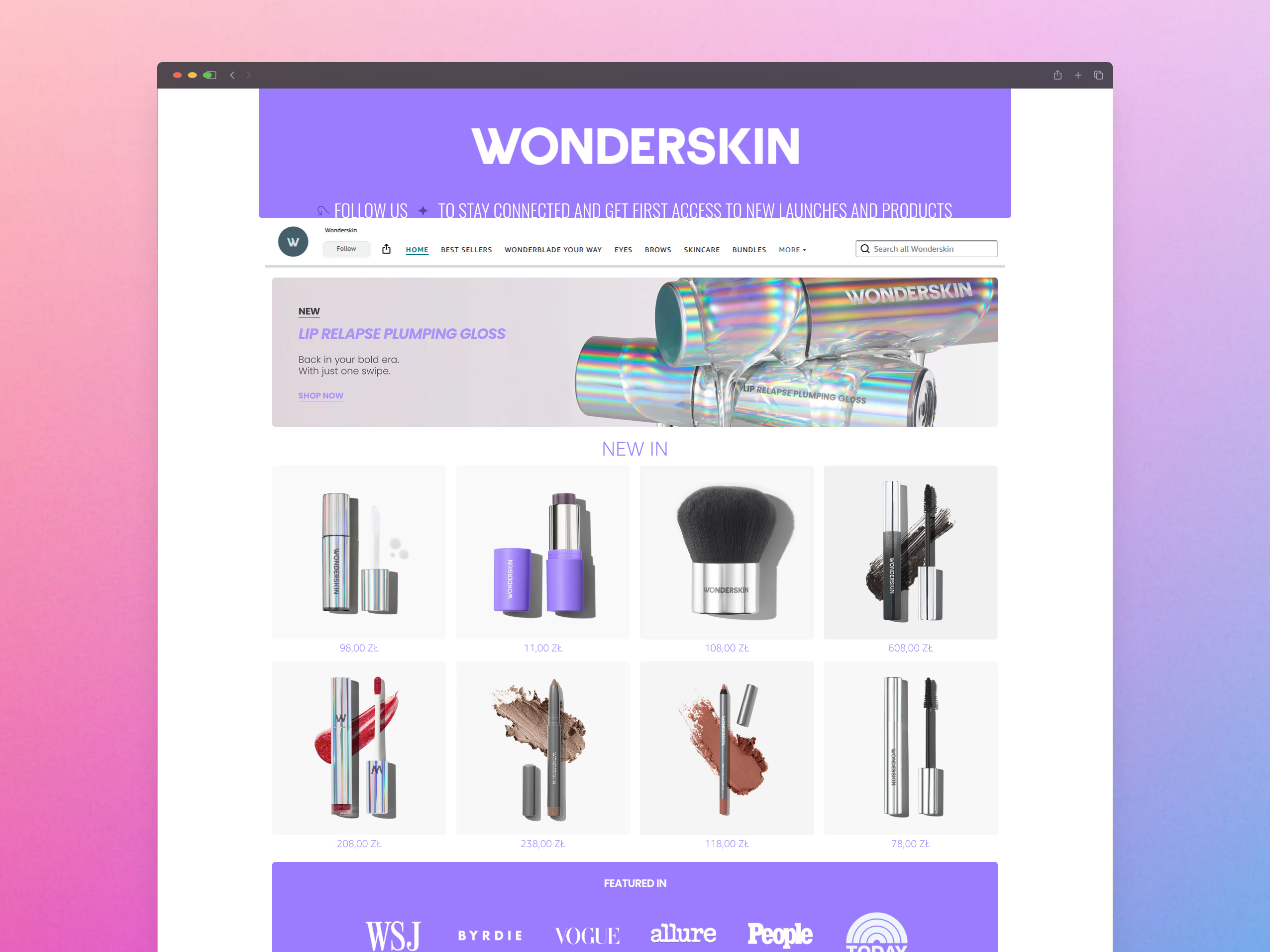 Wonderskin — Shop UI beauty shop ui