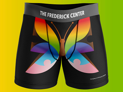 The Frederick Center bold boxers branding butterfly center community frederick gradient lgbtq logo mockup pride queer support transformation transgender underwear uplift vibrant waterbottle