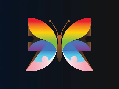 The Frederick Center bold branding butterfly center community fly frederick gradient kaleidoscope lgbtq logo pride queer rainbow transformation transgender uplifting vibrant wings