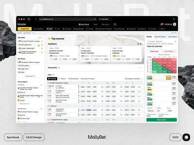 Mollybet: Sportsbook Interface Design bet betslip betting bookmaker dark design desktop interface light market mollybet product sports sportsbook ui web website