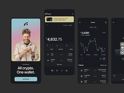 Fuzz crypto wallet app app interface chart crypto crypto app crypto application crypto market crypto wallet design ios mobile mobile fintech mobile ui onboarding onboarding screen photo ui ux wallet wallet design