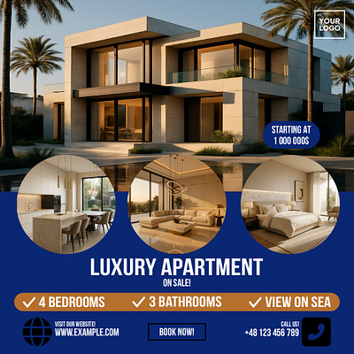 Luxury Apartment – Premium Real Estate Social Media Promo advisual branding design elegant design graphic design home listing design instagram post luxury apartment marketing property branding property listing real estate design real estate marketing social media social media baner social media post
