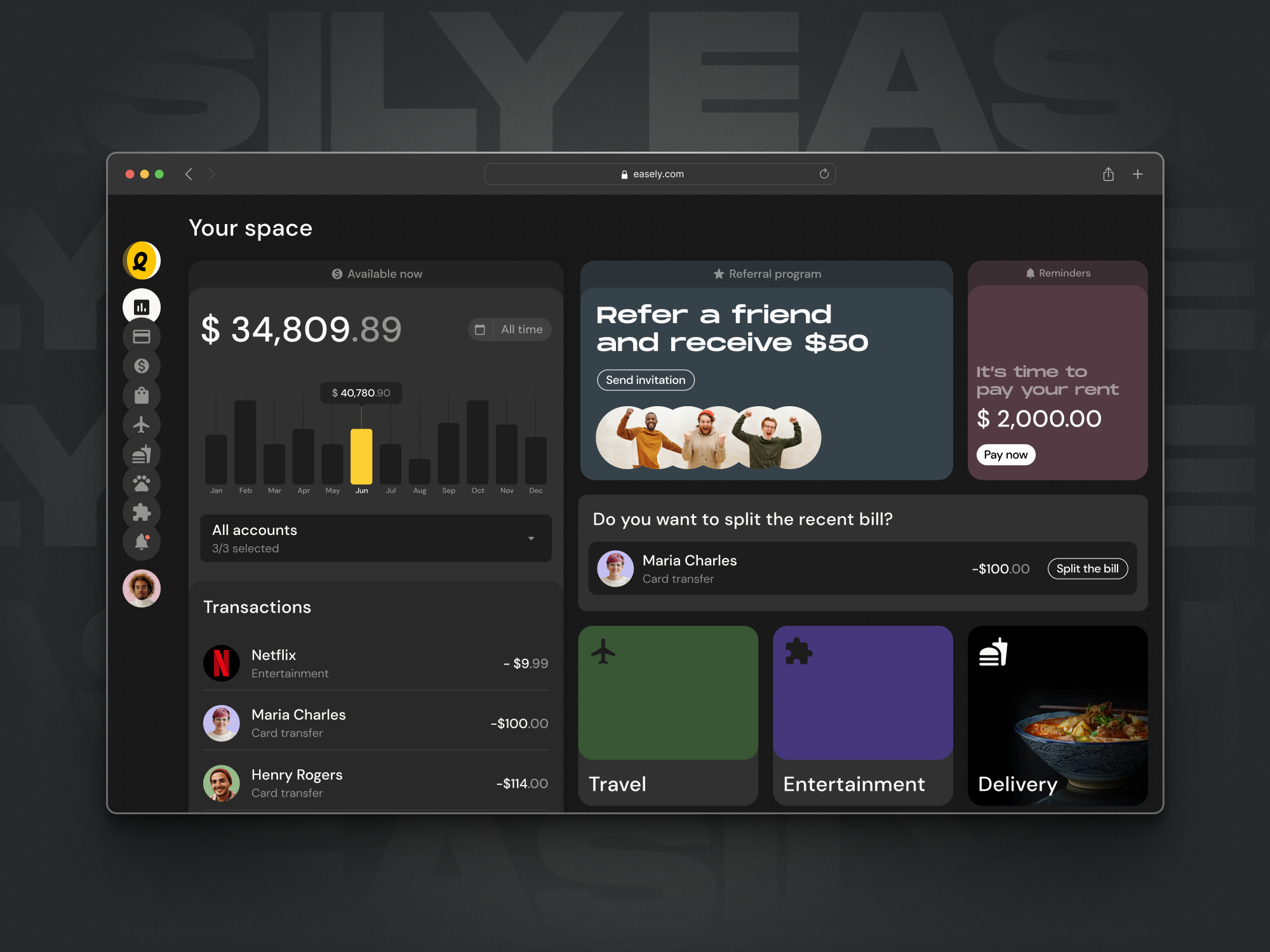 Easily - Super web app for Finance tracking & Travel Planning app app design dashboard finance fintech phenomenon platform product product design travel ui ui design ui ux uxui web web app web design web platform webapp webdesign