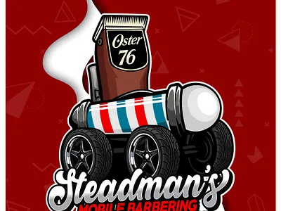 Custom Barber Logo & Mobile Barbering Brand Identity Kit barbering logo barbershop brand identity business card cartoon logo cartoonlogox character design custom logo design design door hanger flyer design full branding illustration mascot logo mobile barber mobile service social media graphics yard sign