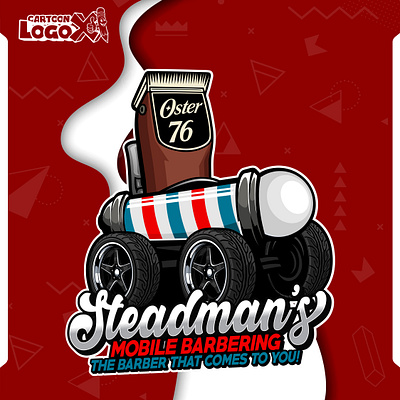 Custom Barber Logo & Mobile Barbering Brand Identity Kit barbering logo barbershop brand identity business card cartoon logo cartoonlogox character design custom logo design design door hanger flyer design full branding illustration mascot logo mobile barber mobile service social media graphics yard sign