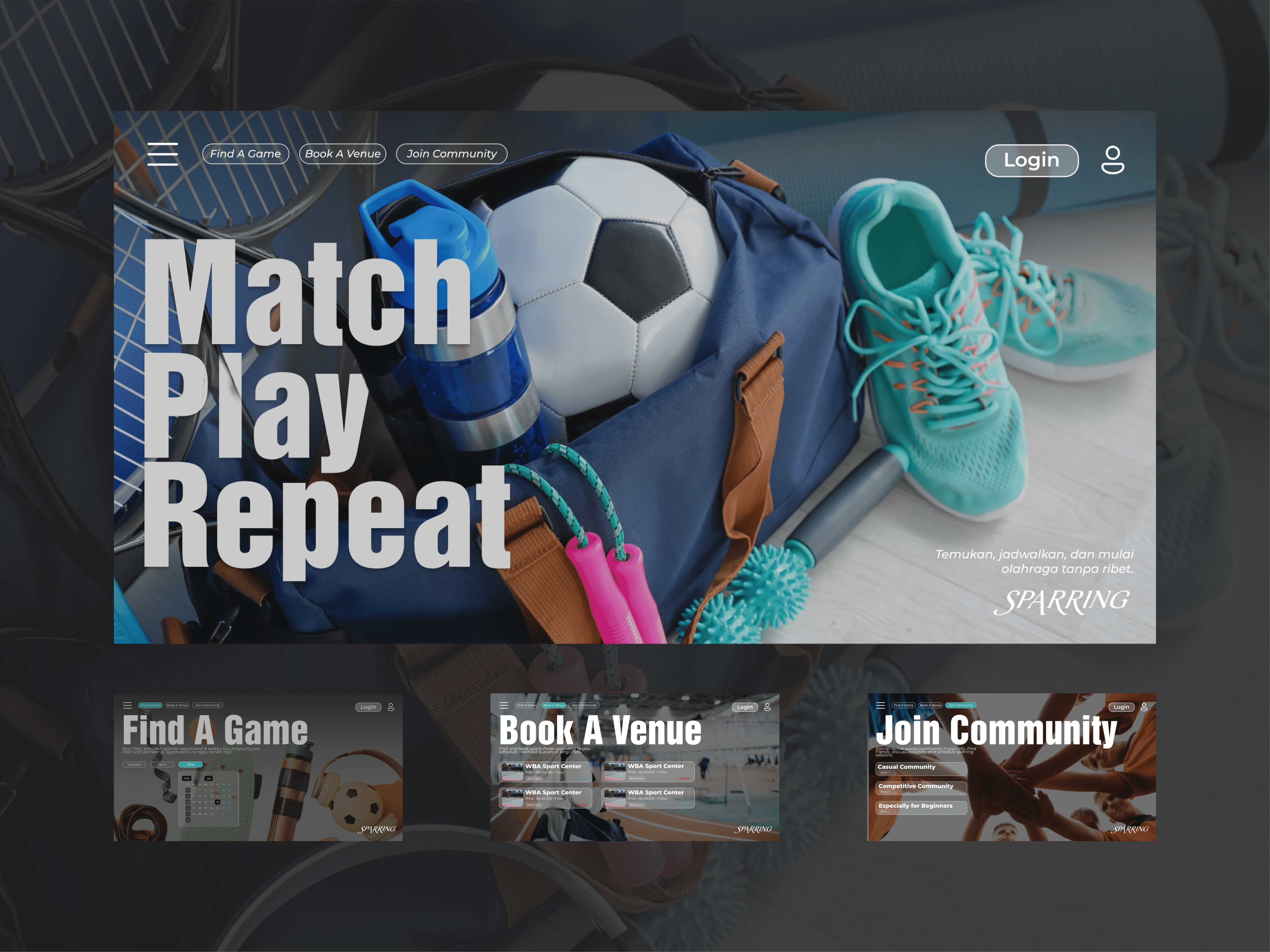 Web Model for Sports Booking branding ui