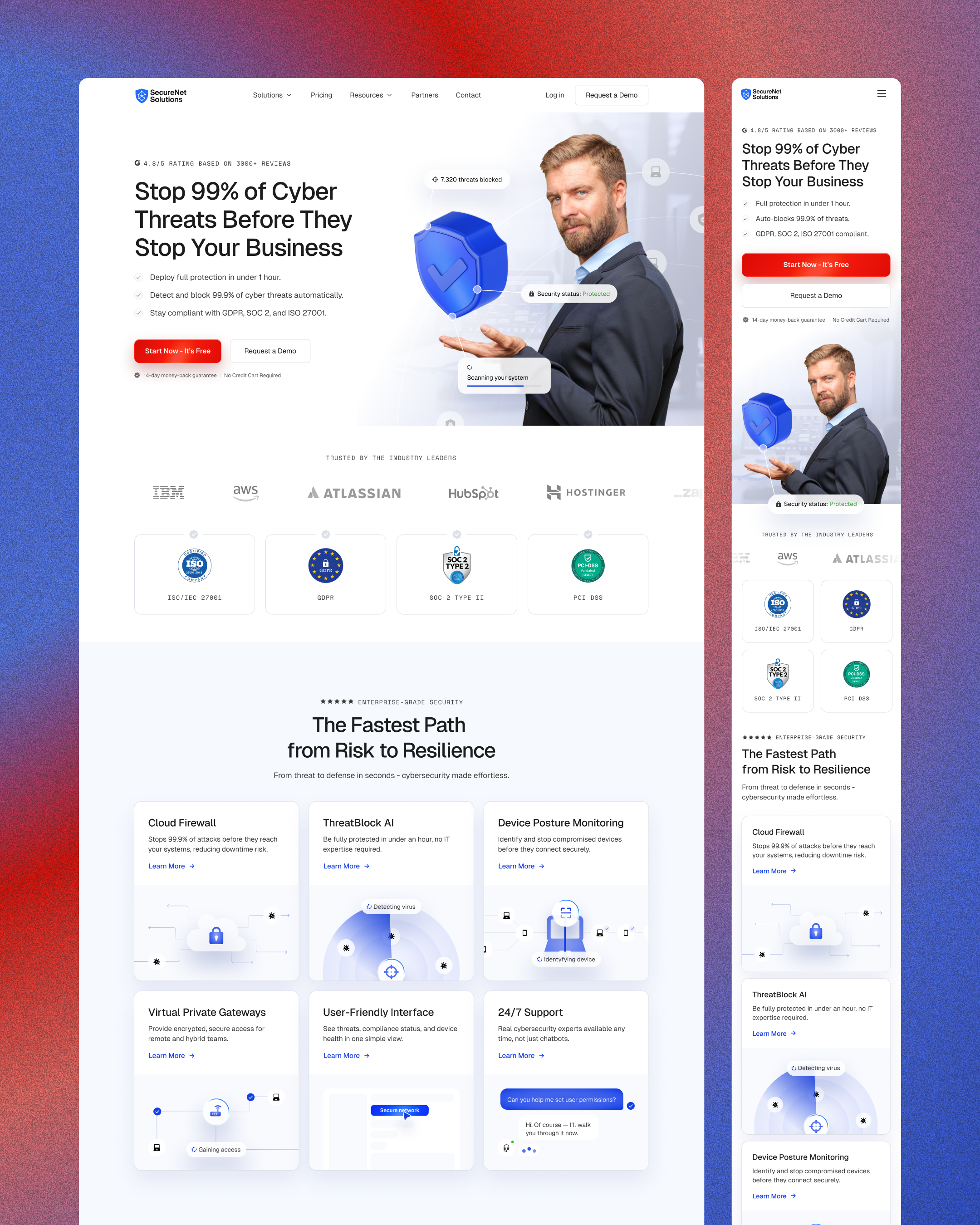 Cybersecurity Landing Page — High-Conversion UI/UX Design appdesign cleanui cyber dashboard figma fintech framer interface landingpage productdesign saas saasdesign ui uidesign uiux ux uxdesign web3 webdesign website