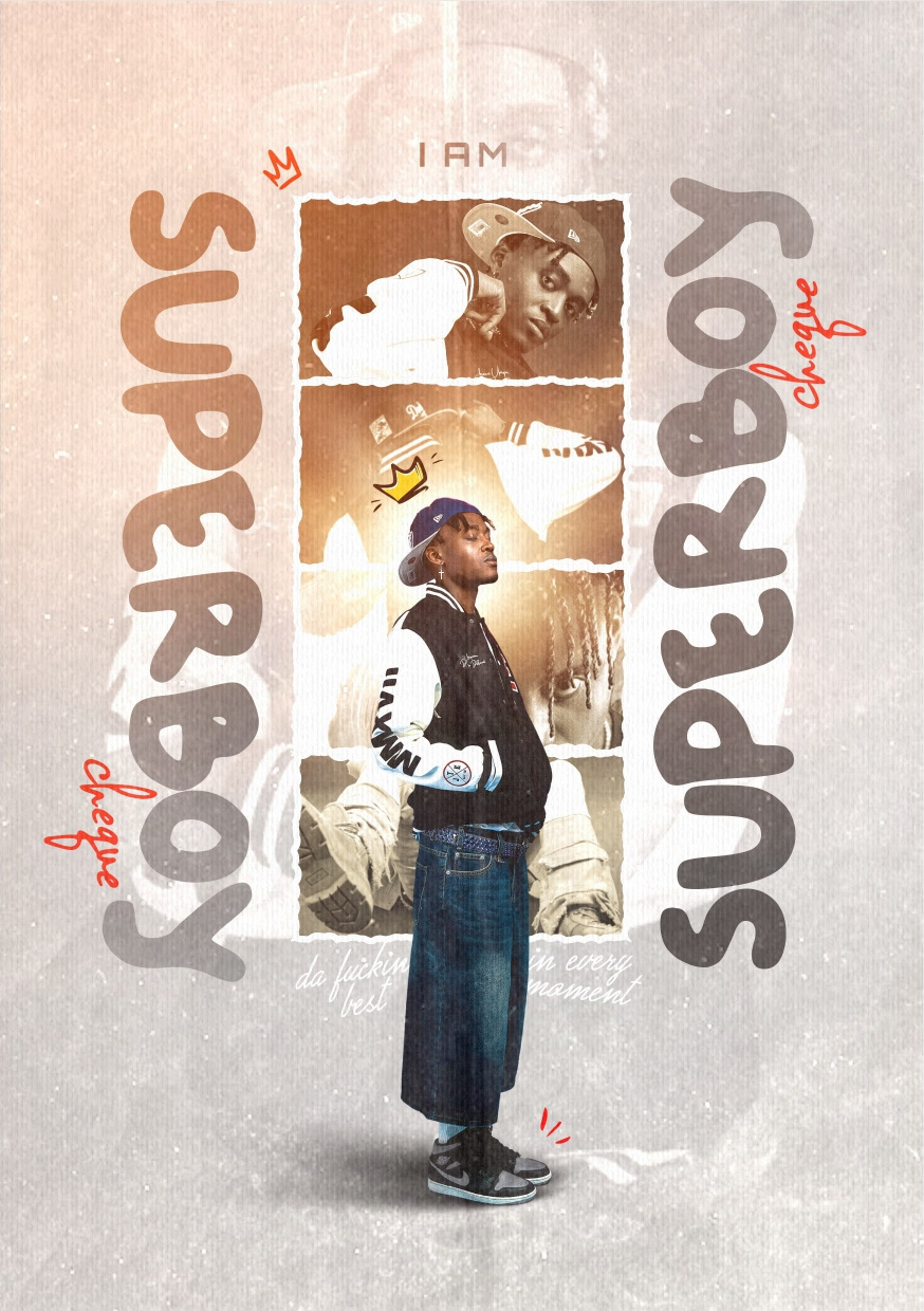SuperBoy Cheque - EPK artist portfolio branding epk graphic design media kit press kit visual identity
