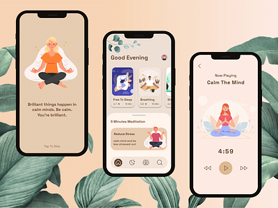 Meditation App 3d branding design designer icon illustration logo meditation mobile mobileapp product productdesign ui uiux ux uxui yoga