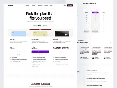 Swipix - Financial Pricing Page banking design fintech fintech design fintech website hr rumen landing landing page landing page design pricing pricing design pricing page saas saas app ui ux web web design website website design