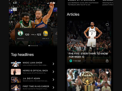 NBA app / Homepage animation aftereffect animation app design heart mobile motion nba score sport