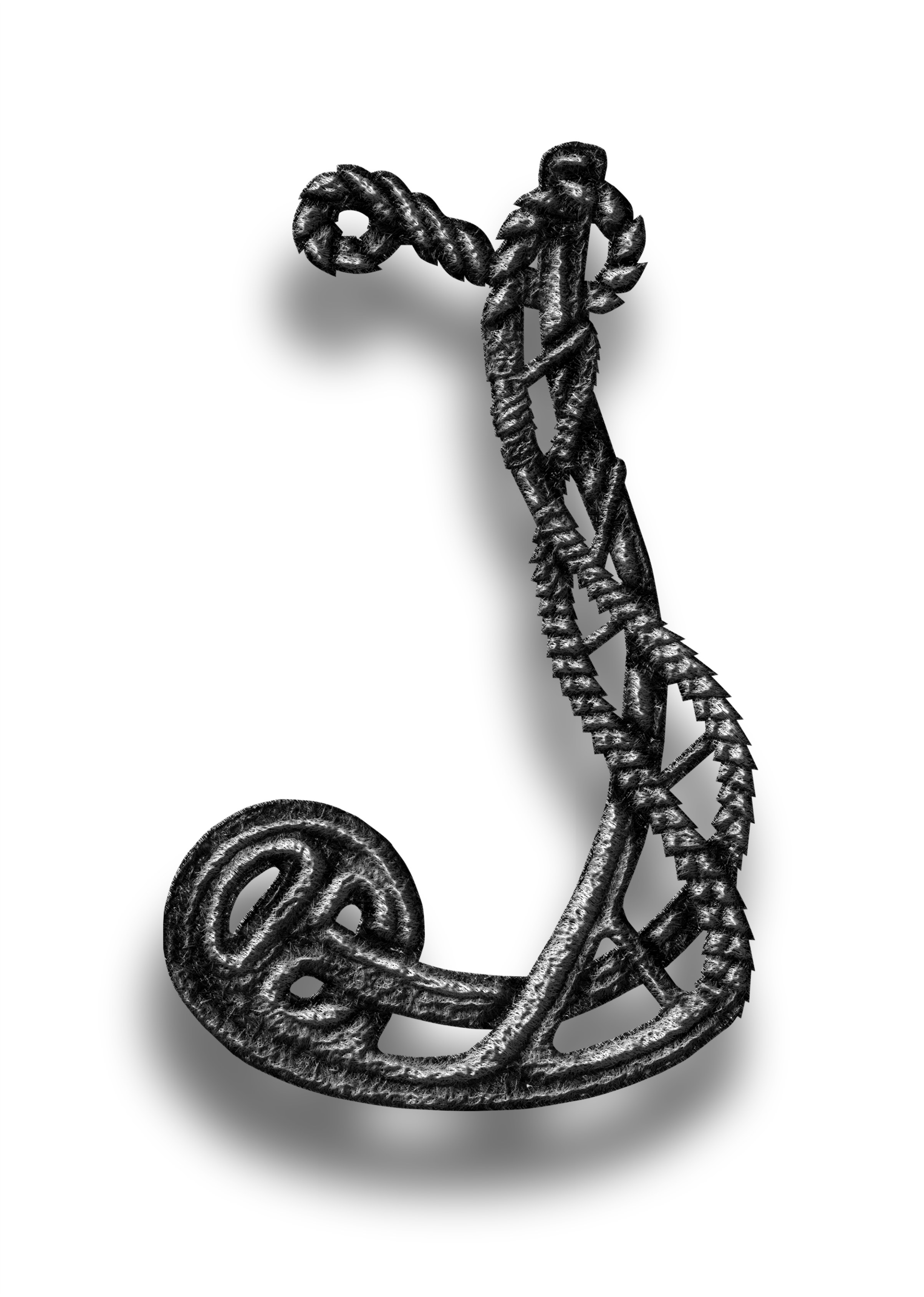 JEFF — Hand-Drawn Monogram in Textured Metal Style 3d shading artistic lettering black white art calligraphy custom typography forged metal jeff letter j logo concept monogram ornamental design pencil sketch symbol design vector art