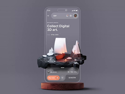 Concept. NFT Marketplace 3d animation blender blockchain glass interactive minimalism nft ui