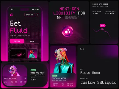 Fluid NFT - Branding for NFT Platform art brand identity branding creators crypto dark nft product design tech trading web design