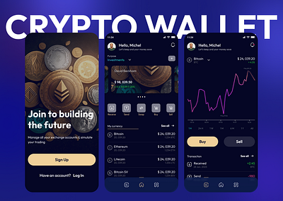 Crypto wallet — mobile app application crypto cryptowallet design mobile mobile app ui uiux ux