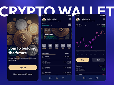 Crypto wallet — mobile app application crypto cryptowallet design mobile mobile app ui uiux ux