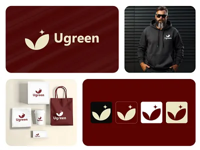 Ugreen Logo Design 3d and eco friendly living. branding clean combining graphic design logo modern nature purity represents sustainability ugreen wellness