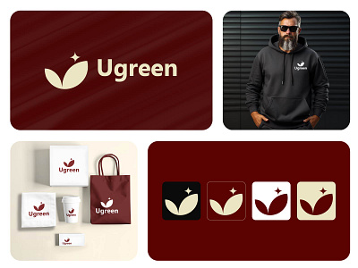 Ugreen Logo Design 3d and eco friendly living. branding clean combining graphic design logo modern nature purity represents sustainability ugreen wellness
