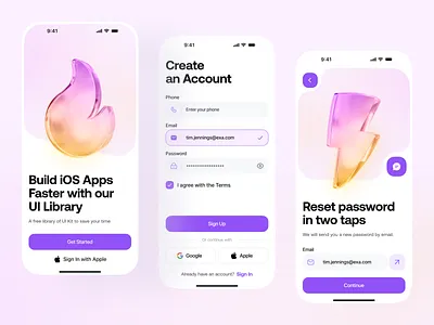 UI Components Library - Mobile App 3d android app app design components cute design design figma friendly ui interface ios light mode mobile app mobile ui product ui sign in sign up ui exploration ui inspiration ui ux