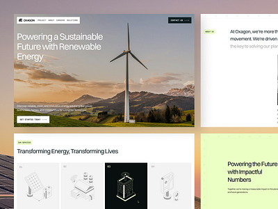 OXAGON - Renewable Energy Landing Page animation clean editorial jitter landing page landing page design renewable energy solar energy solar panel typography ui ux design website concept website design
