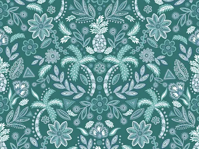 Tropical Palm Tree Textile Print Design by Courtney Graben art design digital art home textiles illustration pattern print design repeating pattern surface design surface pattern design surface print textile artist textile design textile print design