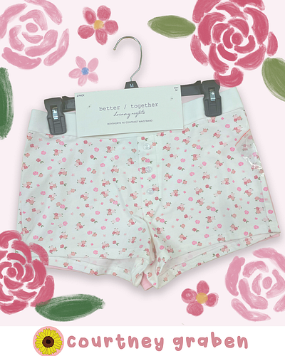 Floral Rose Boxers Surface Pattern Design by Courtney Graben art boxer shorts design digital art ditsy floral fashion fashion design floral illustration pattern rose print roses surface design surface pattern design textile print textile print design