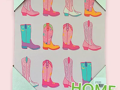 Bealls Pink Cowgirl Wall Art Illustration by Courtney Graben art cowboy cowgirl design digital art illustration pattern pink cowgirl surface design surface pattern design wall art