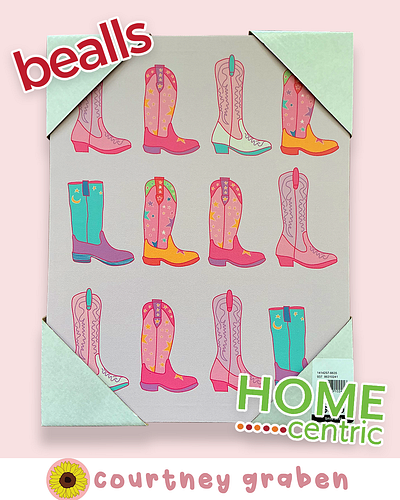 Bealls Pink Cowgirl Wall Art Illustration by Courtney Graben art cowboy cowgirl design digital art illustration pattern pink cowgirl surface design surface pattern design wall art