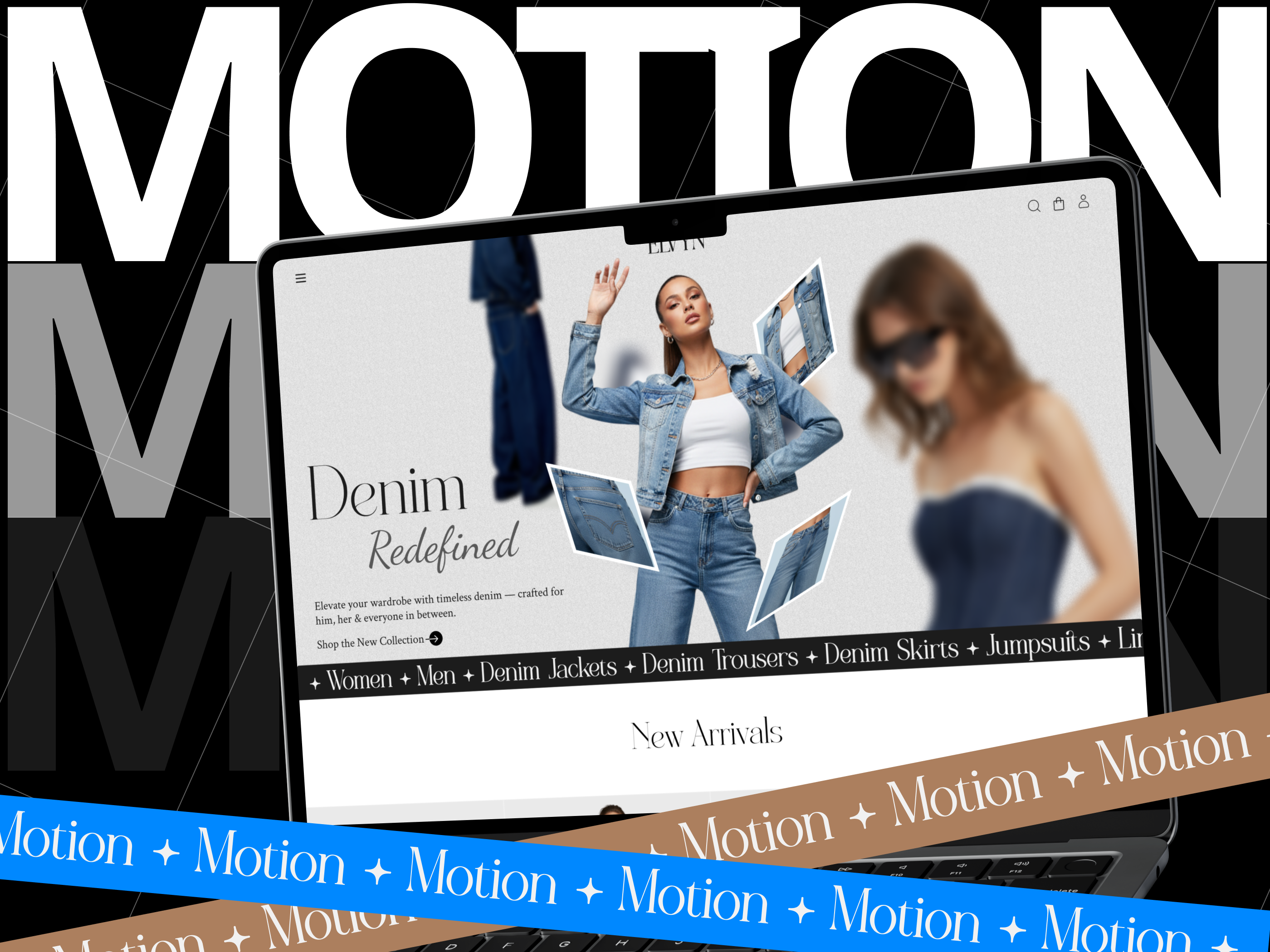 ELVYN Denims-Sample Project-Motion Design clothing denim figma landing minimal modern motion prototyping ui web design