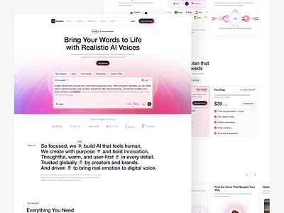 Kasada - AI Generat Voice ai ai generate ai voice generate app clean design generate voice kasada landing landing page page purwa adi wicaksana section tech tech website ui uidesign ux voice