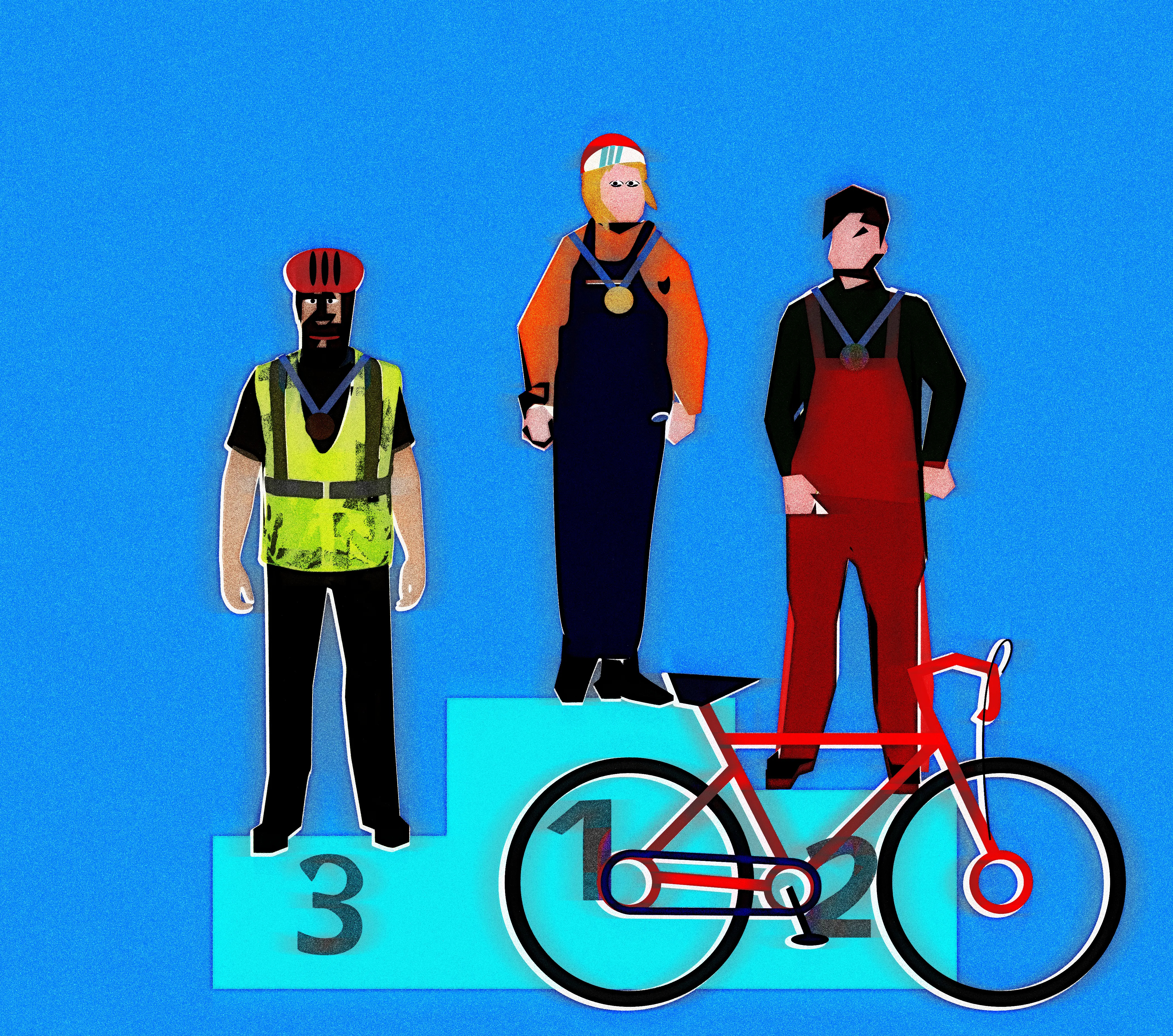 On the podium bike challenge doodle illustration noise podium shunte88 vector