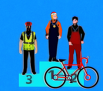 On the podium bike challenge doodle illustration noise podium shunte88 vector