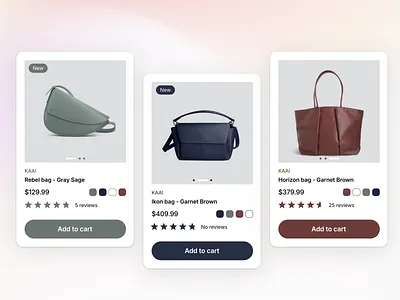 Modern Shop Cards for Fashion Products bag store design clean ui dribbble shot ecommerce ui fashion app minimal ui mobile design online shop product card product design shop card ui components ux design web design