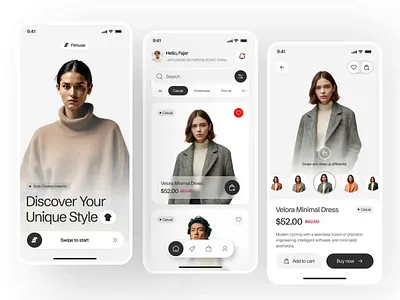 Fitmuse - AI Generate Clothes 3d ai animation clean clothes colors components detail fashion generate interaction jacket men minimalist mobile app motion graphics onboarding shirt ui women