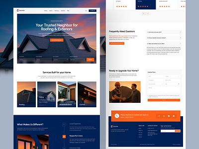 Roofing & Exteriors Website Redesign construction conversion optimized design framer home services landing page local business roofing website service business trending ui uiux design web design webflow website design website redesign wingly