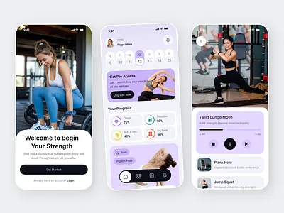 Fitness & Workout App Concept activity tracking app concept clean design exercise tutorials fitness app fitness tracker goal tracking health analytics intuitive interface minimal design mobile mobile app design modern ui performance tracking user friendly app ux design wellness app workout app workout plans workout tracker